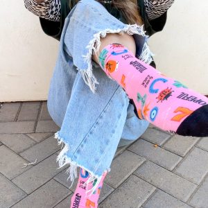 HOPEFUL Journey Pink 'GOOD LUCK' Symbols Socks