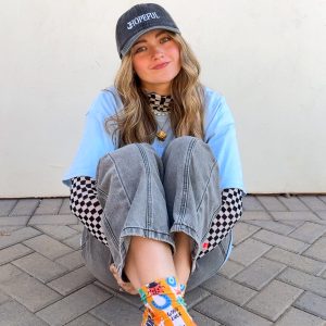 HOPEFUL Journey Gold Stripe 'GOOD LUCK' Symbols Socks