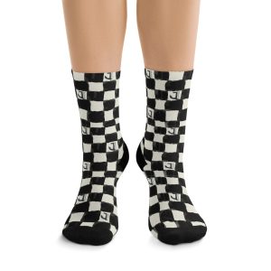 Hopeful Black + White Checkered Good Luck Socks