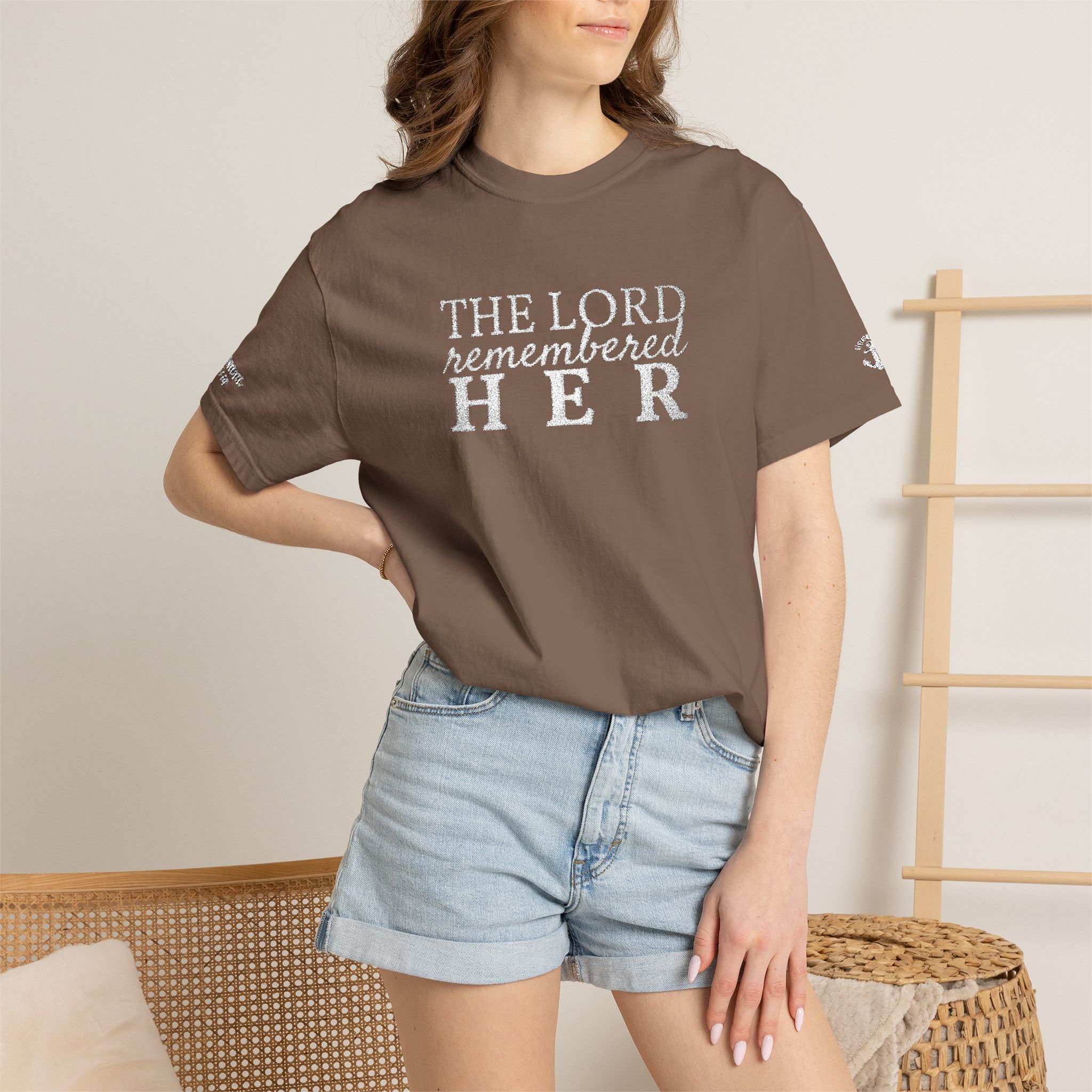 "The Lord Remembered Her" Embroidered Faith T-shirt — Fertility & Motherhood - Image 8