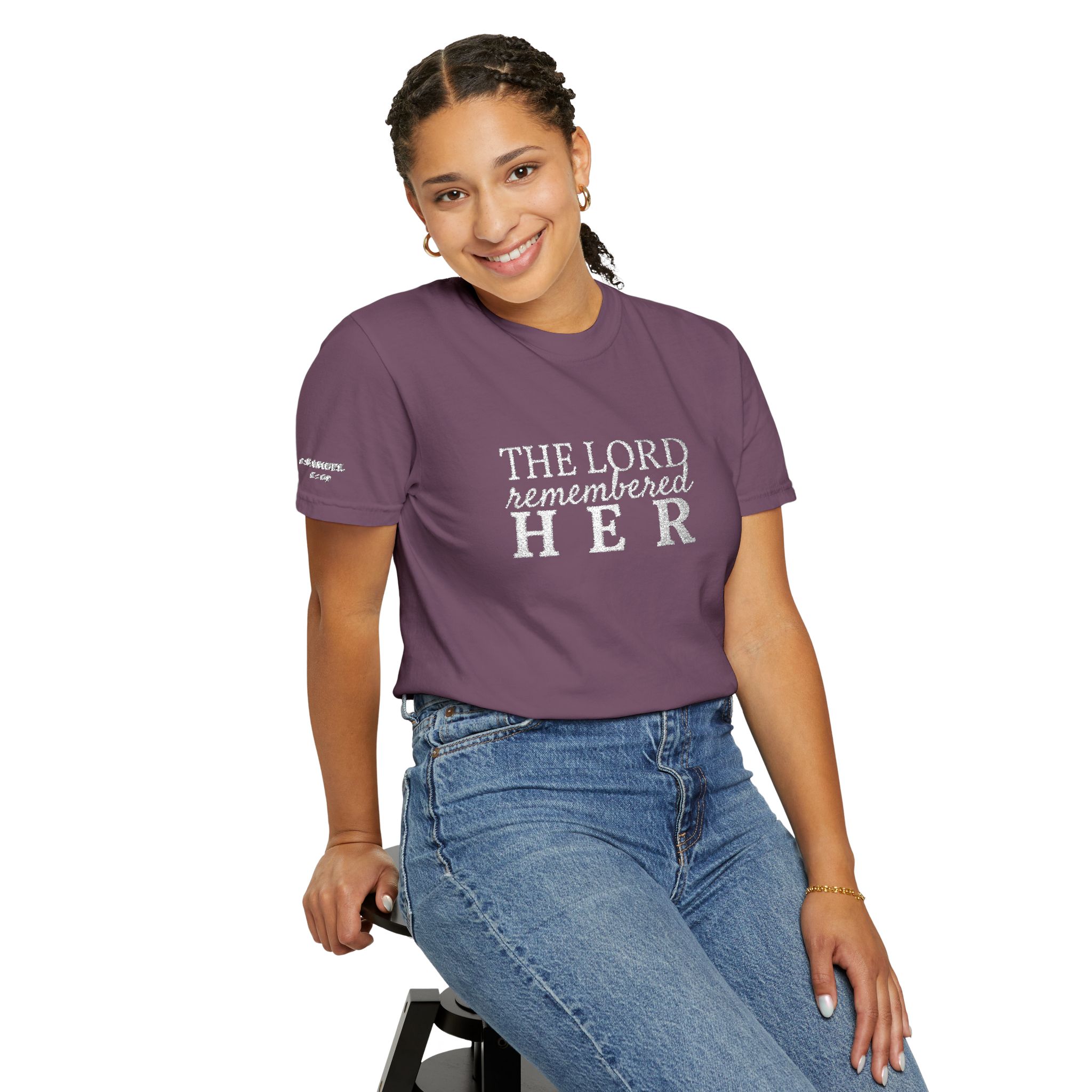 "The Lord Remembered Her" Embroidered Faith T-shirt — Fertility & Motherhood - Image 40