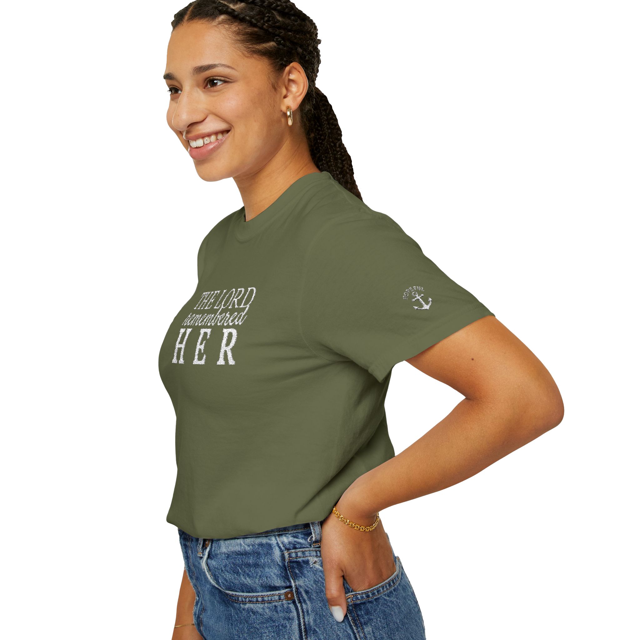 "The Lord Remembered Her" Embroidered Faith T-shirt — Fertility & Motherhood - Image 14