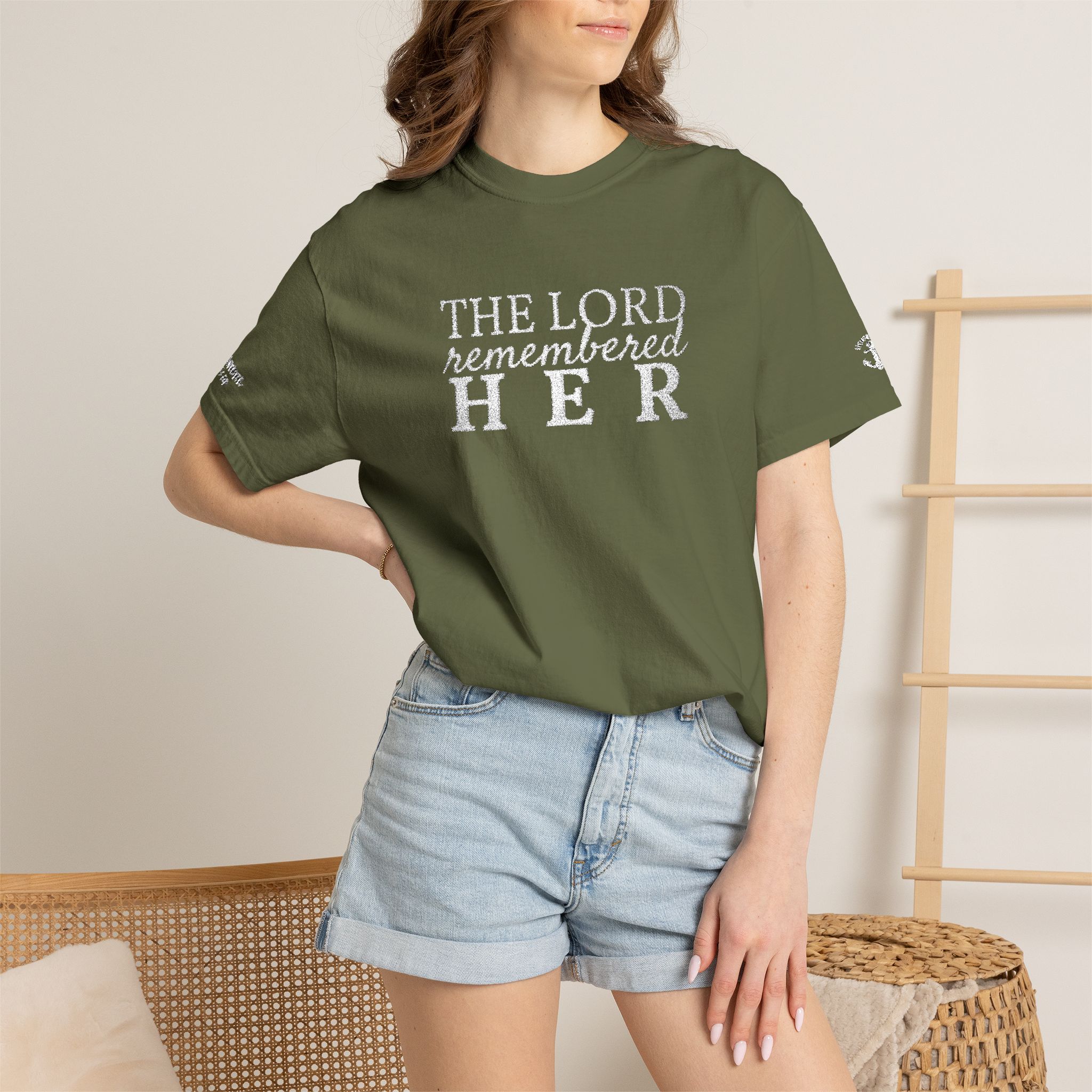 "The Lord Remembered Her" Embroidered Faith T-shirt — Fertility & Motherhood - Image 13