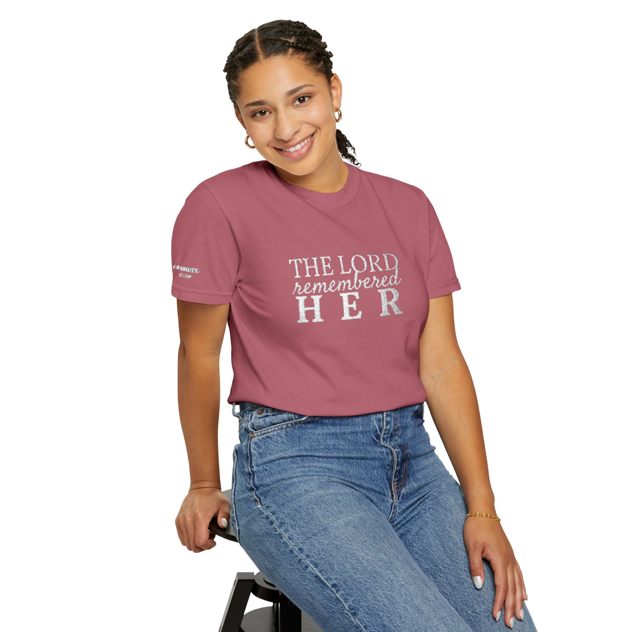 "The Lord Remembered Her" Embroidered Faith T-shirt — Fertility & Motherhood - Image 45