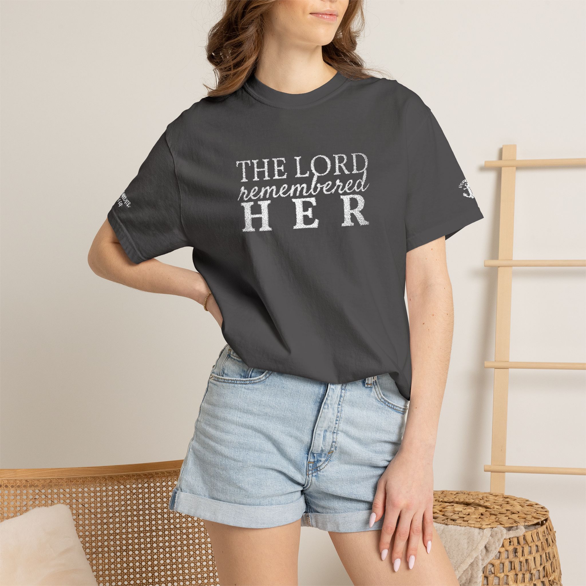 "The Lord Remembered Her" Embroidered Faith T-shirt — Fertility & Motherhood - Image 33