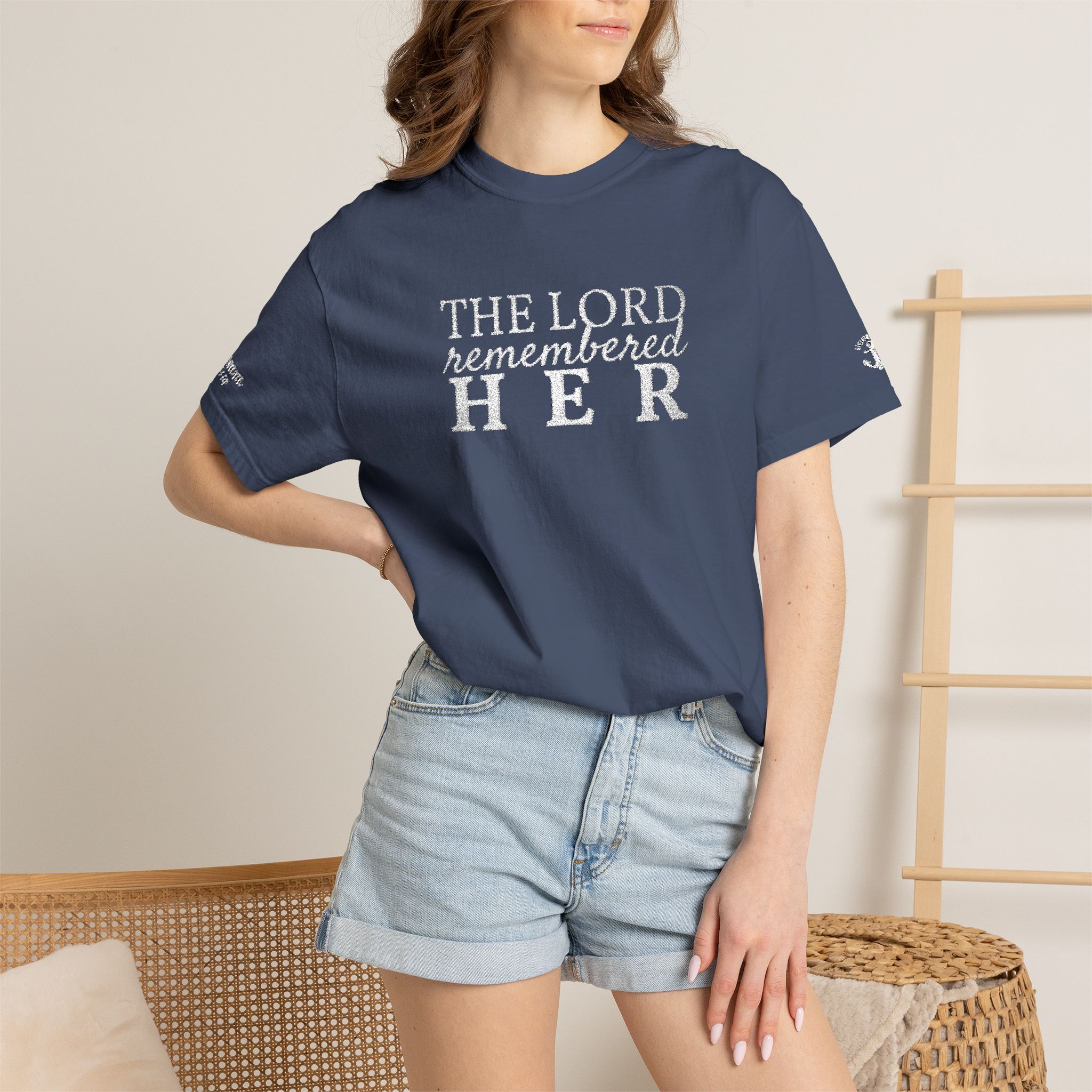 "The Lord Remembered Her" Embroidered Faith T-shirt — Fertility & Motherhood - Image 28