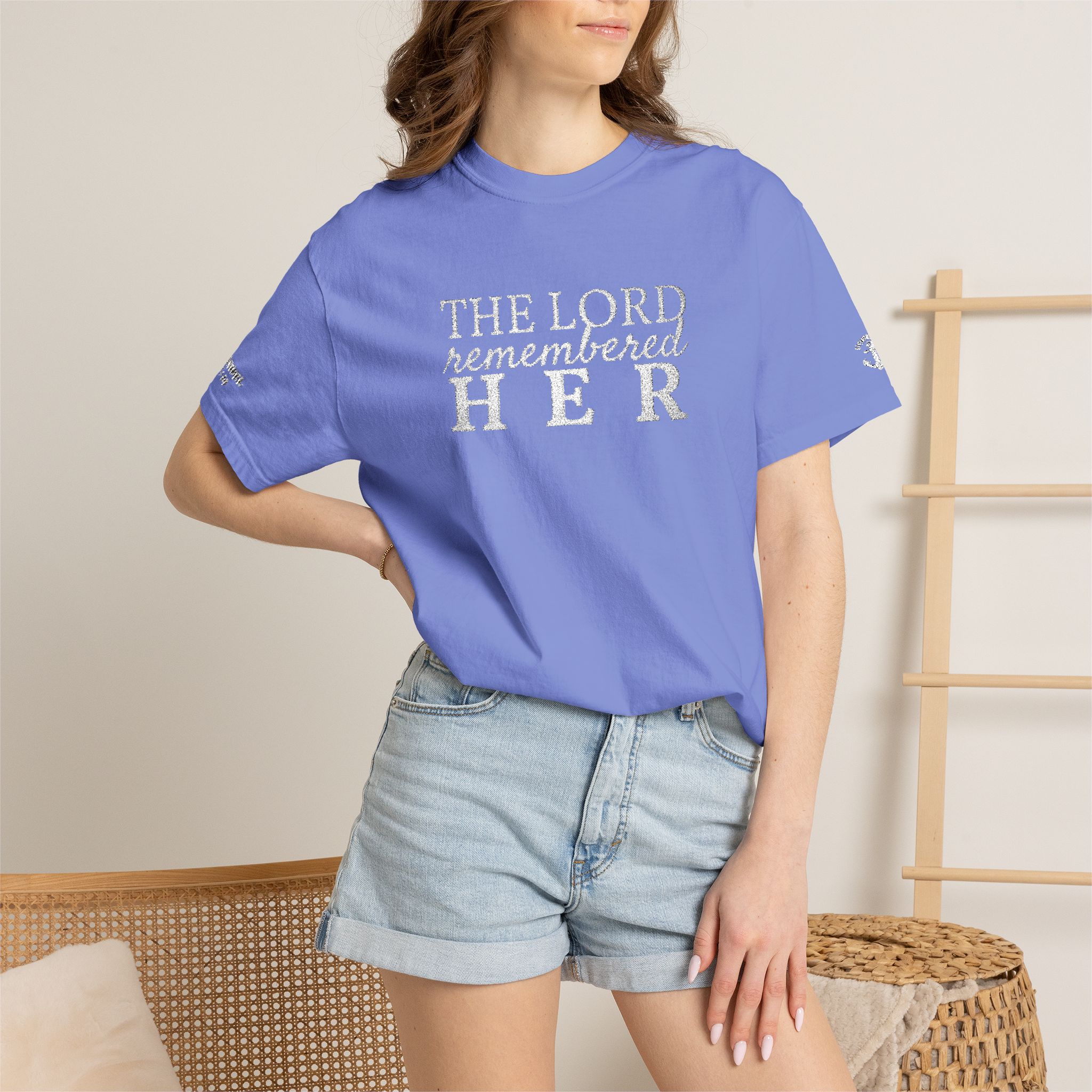 "The Lord Remembered Her" Embroidered Faith T-shirt — Fertility & Motherhood - Image 23