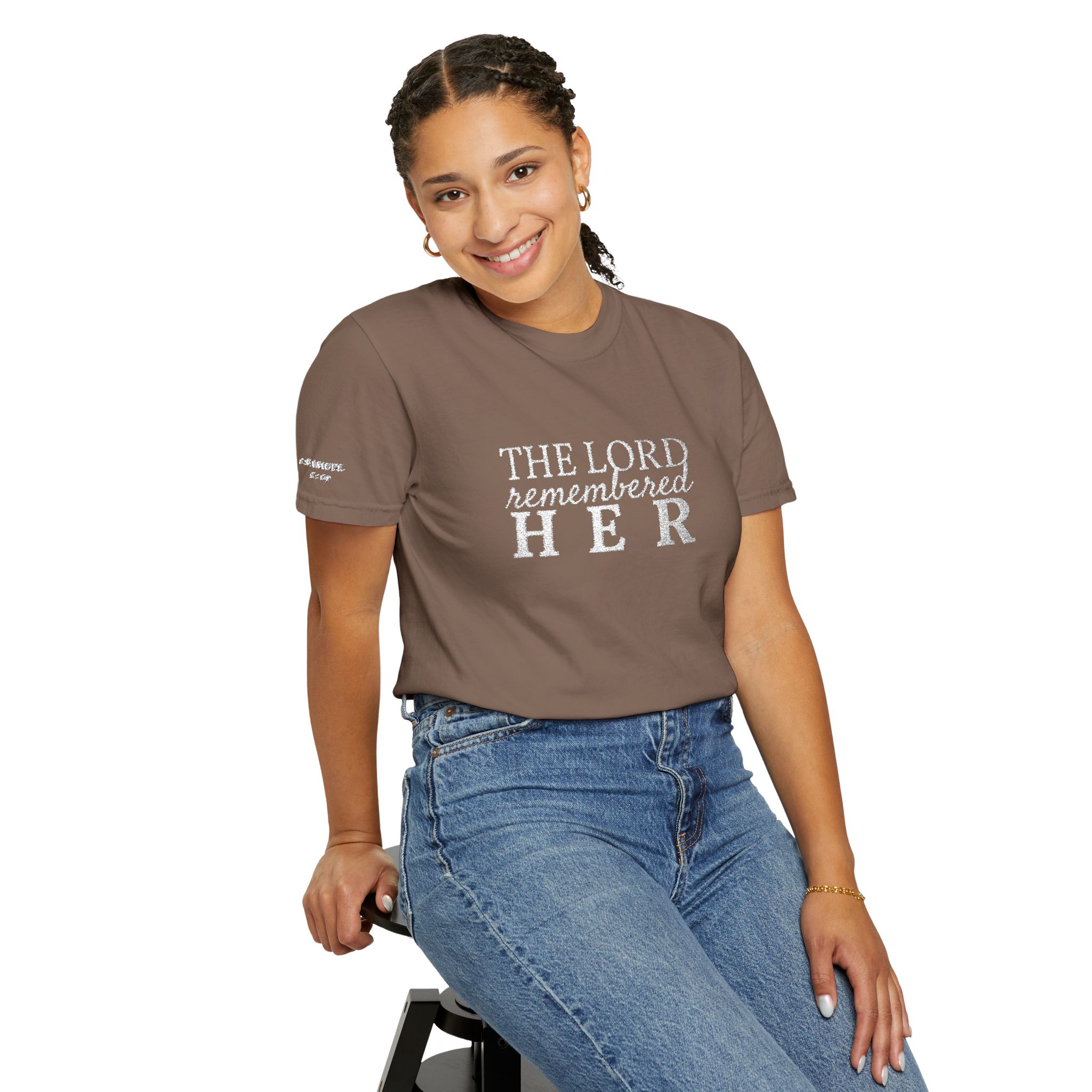 "The Lord Remembered Her" Embroidered Faith T-shirt — Fertility & Motherhood - Image 10
