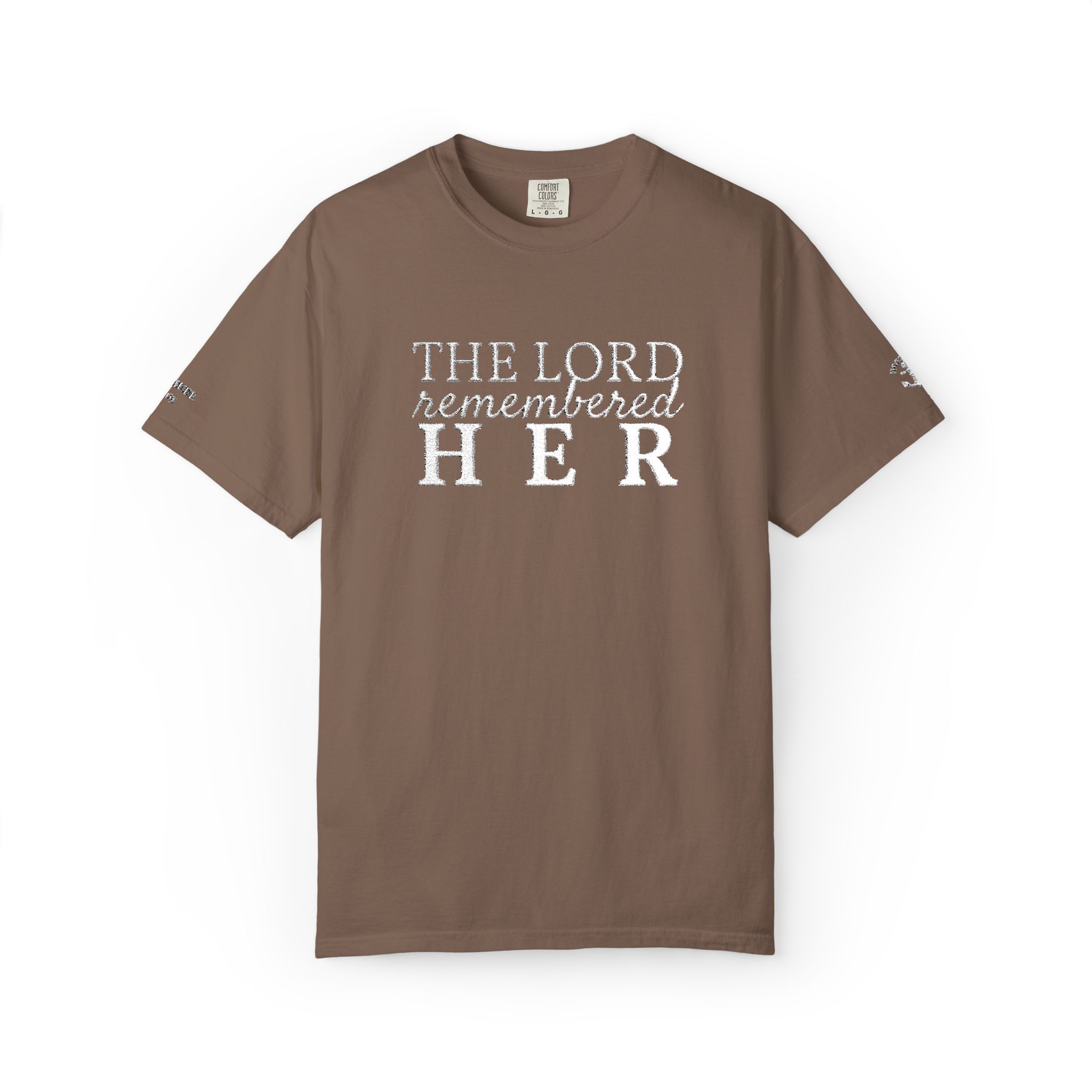 "The Lord Remembered Her" Embroidered Faith T-shirt — Fertility & Motherhood - Image 6