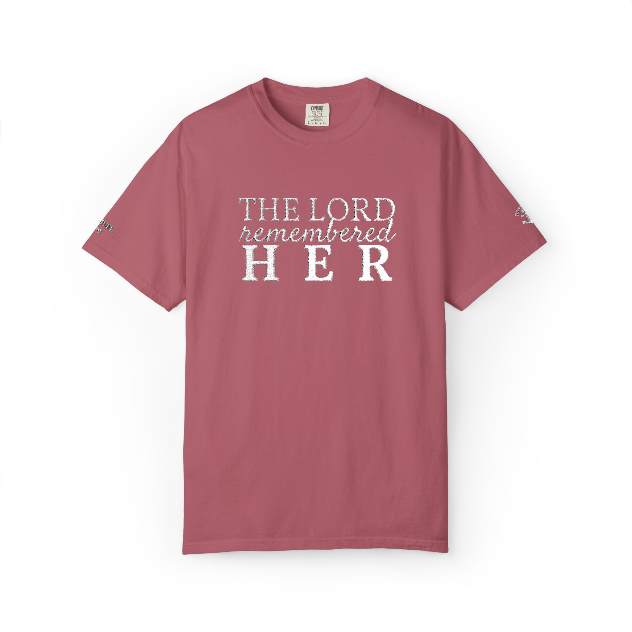 "The Lord Remembered Her" Embroidered Faith T-shirt — Fertility & Motherhood - Image 41