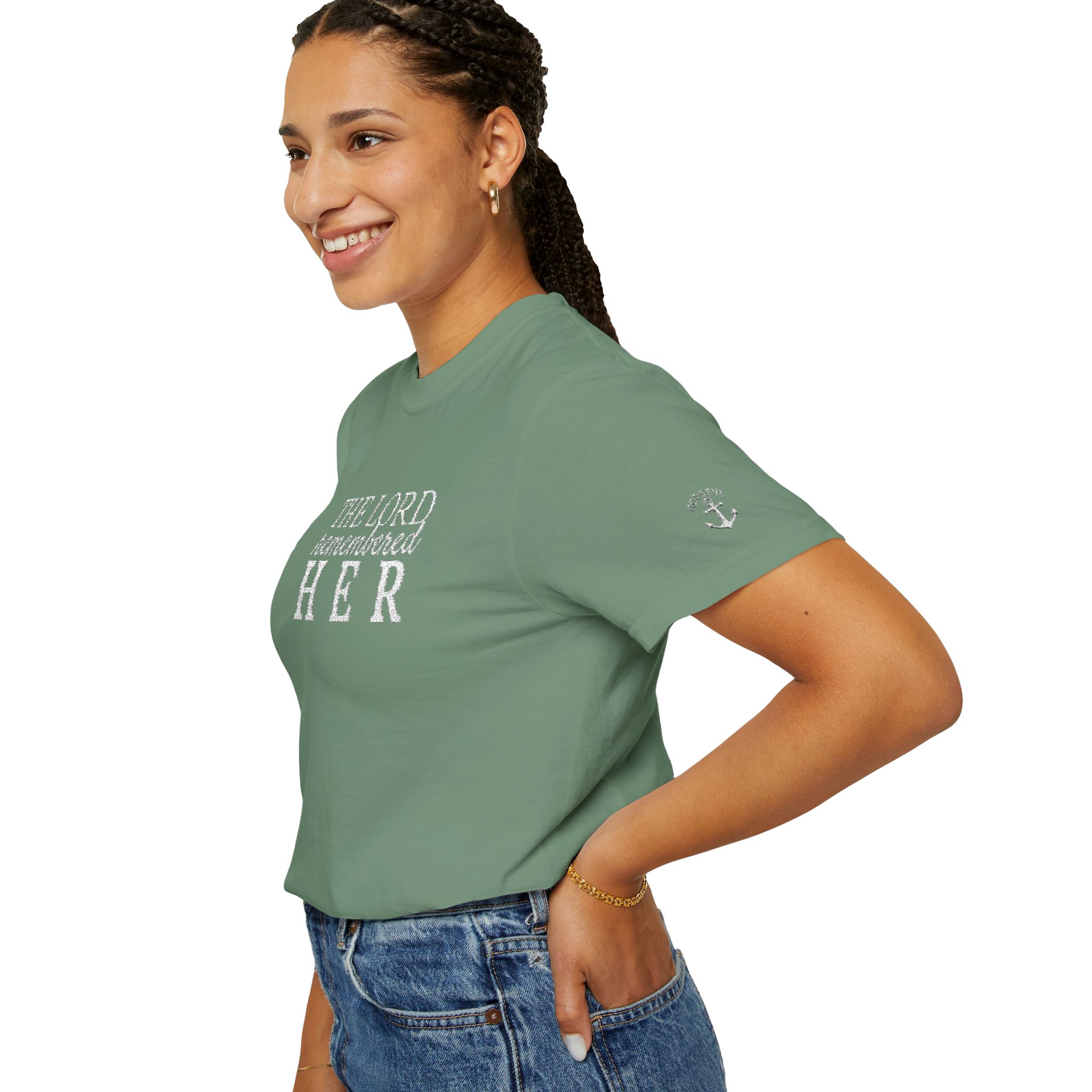 "The Lord Remembered Her" Embroidered Faith T-shirt — Fertility & Motherhood - Image 19